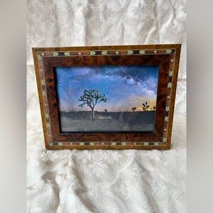 Distinctive Frame made of Burl Wood Intricate Geometric Inlaid Patterns